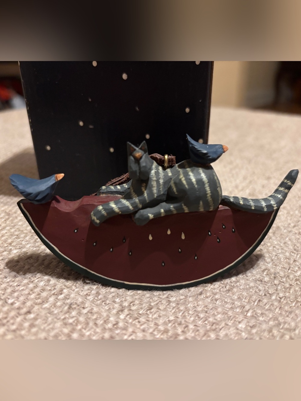 Williraye Studio WW1021 Fruit & Vegetable Ornament - Watermelon with Cat